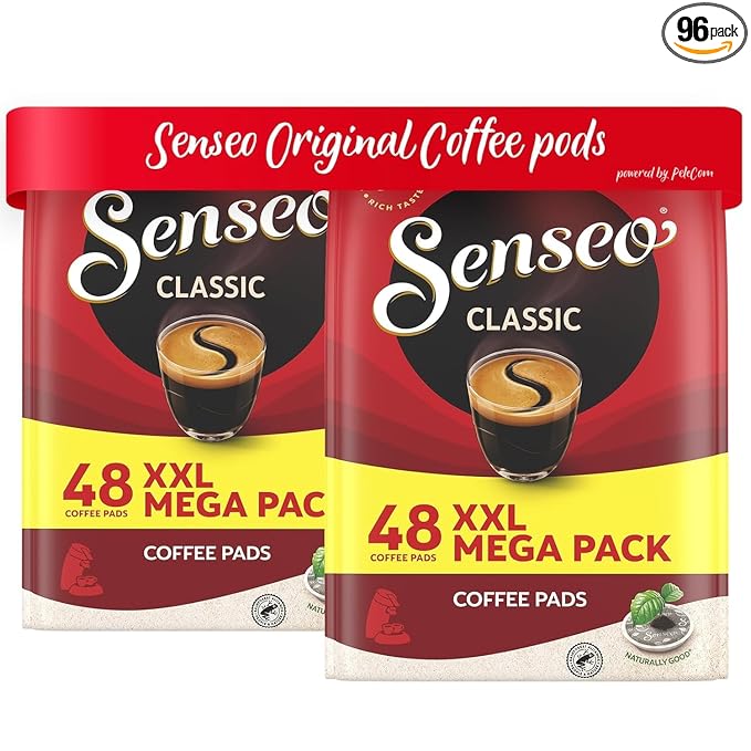 Senseo Classic Medium Roast Coffee Pods – 96 Count (2 Packs) – Smooth & Balanced Flavor with Rich Crema – Single-Serve Coffee Pads Compatible with Senseo & PeleCom Machines