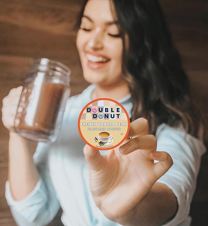 French Vanilla Coffee Medium Roast Flavored Coffee Pods for Keurig K Cups Makers from Double Donut, 80 Count (Pack of 1)