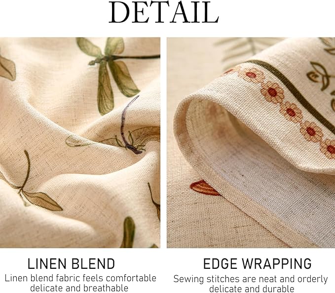 ISAENNE Designer Floral Linen Tablecloth Rectangular,French Off White Elegant Table Cloth,Washable Home Decor Tablecloths for Dining Thanksgiving Kitchen Christmas Party,55"*87"-Grace B