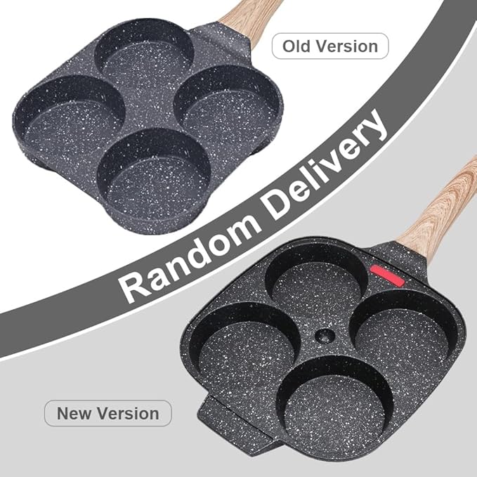 Egg Frying Pan, Fried Egg Pan Nonstick 4 Cups Pancake Pan Aluminium Alloy Cooker for Breakfast, Egg Pan Suitable for Gas & Induction (Black)