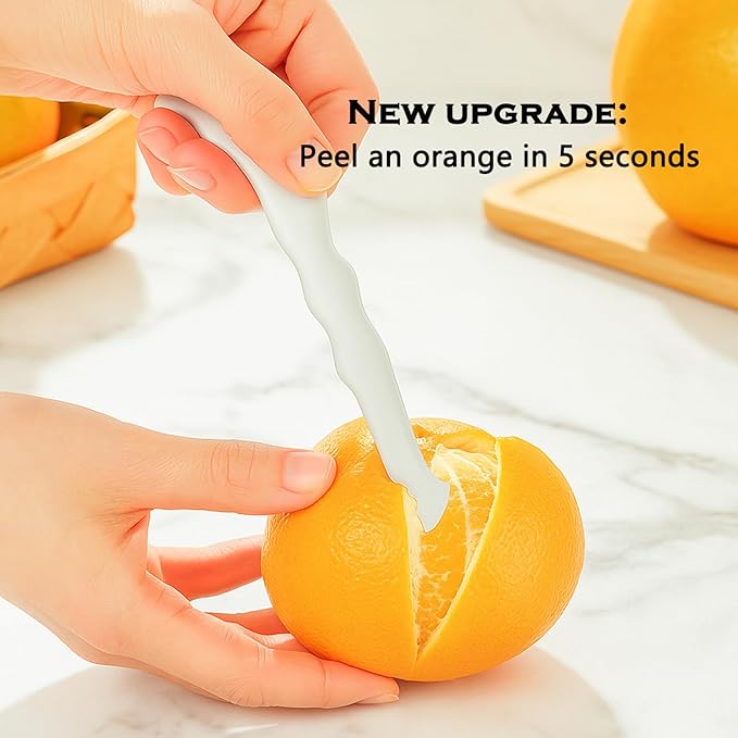 2 Pcs Stainless Steel Orange Peeler Citrus Peeler Fruit Remover Opener Ergonomic Safe Cutter & Slicer Tool for Grapefruits, Lemons