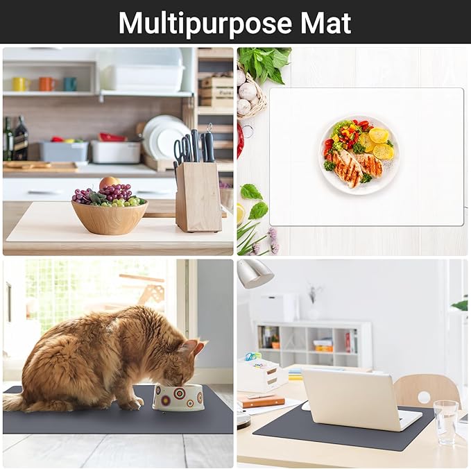 Gartful Oversize Silicone Mat for Craft, 27.6X 19.7 inches Silicone Sheet for Resin Jewelry Casting Mat Pad Countertop Protector, Nonstick Table Placemat, Dark Gray & Translucent, Pack of 2
