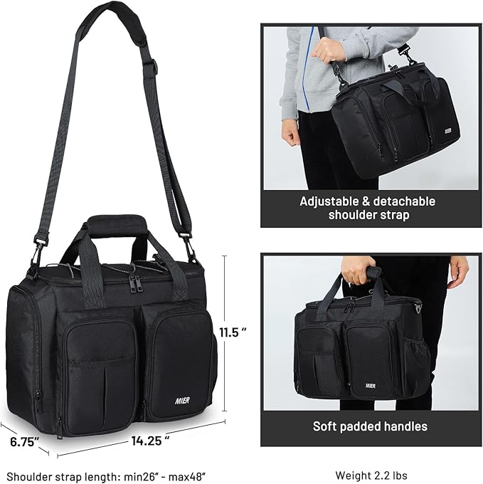MIER Lunch Box for Men Heavy Duty Insulated Lunch Bag 20 Cans Large Leakproof Soft Cooler Bags with Multiple Pockets for Picnic Work Travel (Black)