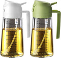 TrendPlain 16oz/470ml Glass Olive Oil Sprayer for Cooking – 2 in 1 Olive Oil Dispenser Bottle for Kitchen Gadgets and Air Fryer Accessories, Salad, BBQ - White & Green