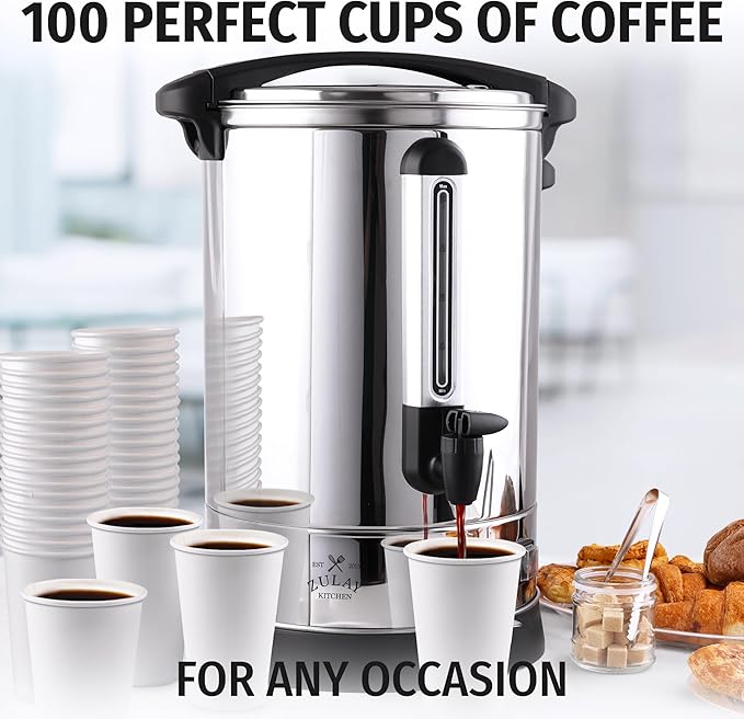 Zulay Kitchen Commercial Grade Coffee Maker Hot Water Urn -Silver