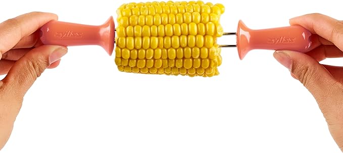 ZYLISS Corn Holders Set - Metal Skewers Corn on the Cob Holders - BBQ Skewers for Corn on the Cob - Comfort Grip Corn Cob Holders - Stainless Steel Skewers - Glossy - 8 Piece Set / 4 Pairs