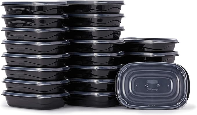 Rubbermaid TakeAlongs Food Storage Containers, Set of 22 (44 Pieces Total) | for Meal Prep, Lunch for Adults & Kids | Reusable & Stackable, 4-Cup, 22-Pack, Black