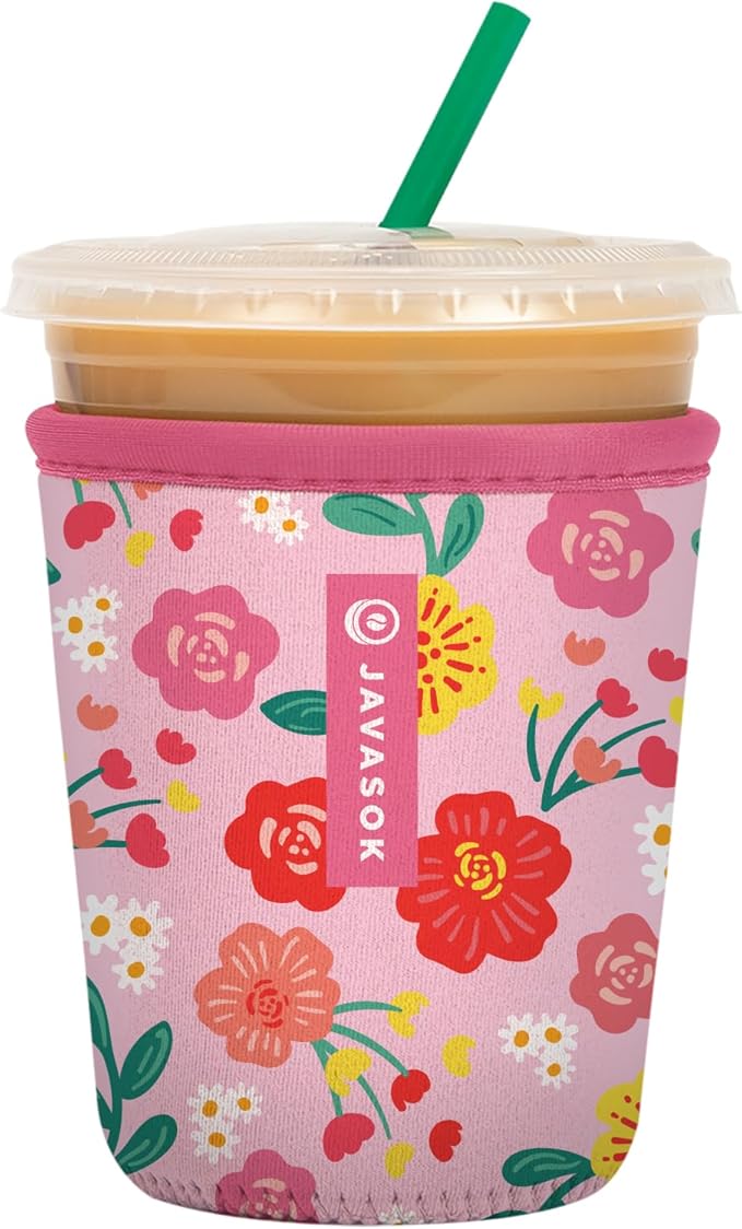 Sok It JavaSok Iced Coffee & Cold Soda Insulated Neoprene Cup Sleeve (Bloom Your Way, Small: 16-20oz)