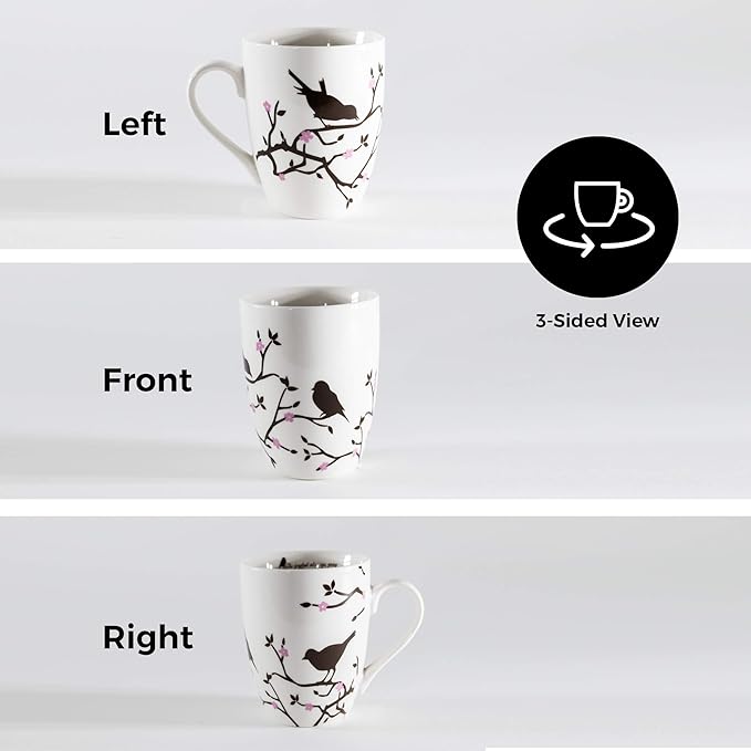 Divinity Boutique Inspirational Ceramic, Brown Birds on White Mug, 1 Theses. 5:16-17, The Joyful Always Pray, Multicolor, One Size,12 fluid ounce