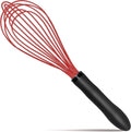 TEEVEA Silicone Whisk Non Scratch Wisking Tool, Metal Wire Stainless Steel Whisk - Small Mini Heat Resistant - Black & Red, 11-Inch