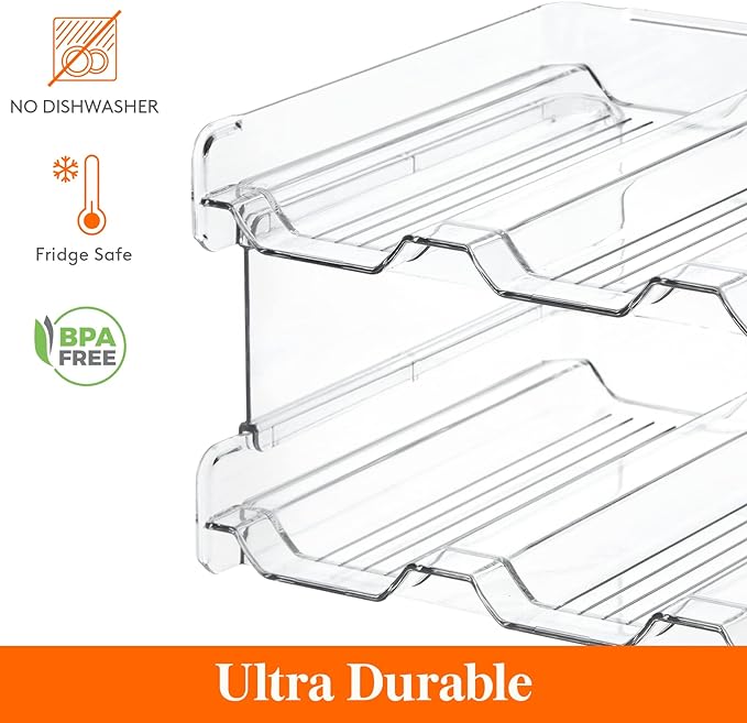 Lifewit Stackable Water Bottle Organizer for Cabinet, Plastic Bottle Holder Fits Bottles & Tumblers up to 3.8" Diameter, Pantry, Countertop & Fridge, 2 Tier Holds 8 Bottles