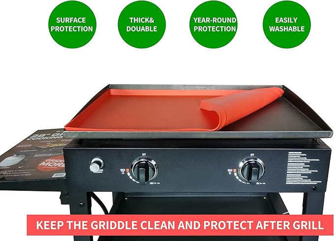 Silicone Griddle Mat, Grill Cover for Blackstone 36 Inch Griddle - Heavy Duty Food Grade Silicone Mat, Thickened 36" Mat Protective Cover Grilling Accessory for Black Stone - Orange