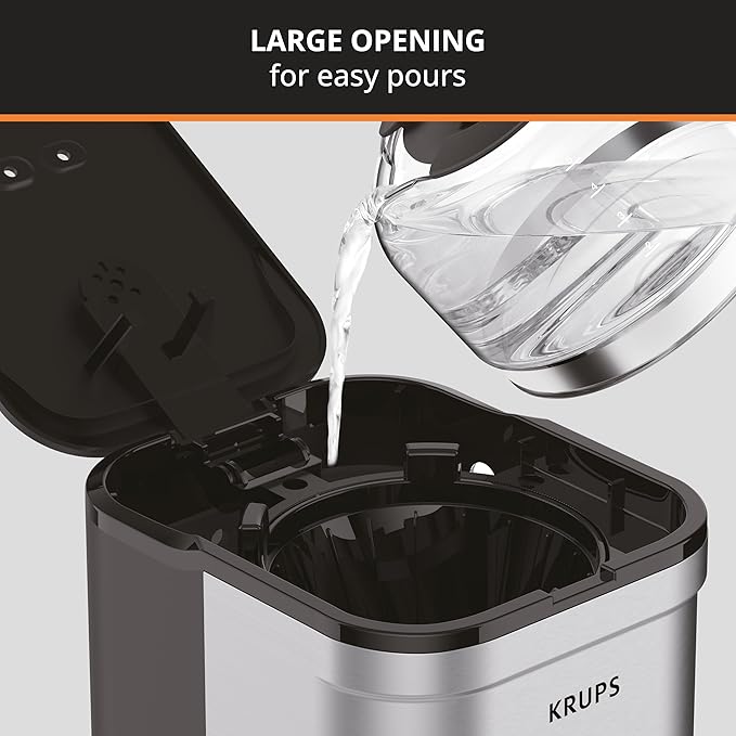 KRUPS Simply Brew Compact 5 Cup Coffee Maker: Stainless Steel Design, Pause & Brew, Keep Warm, Reusable Filter, Drip-Free Carafe