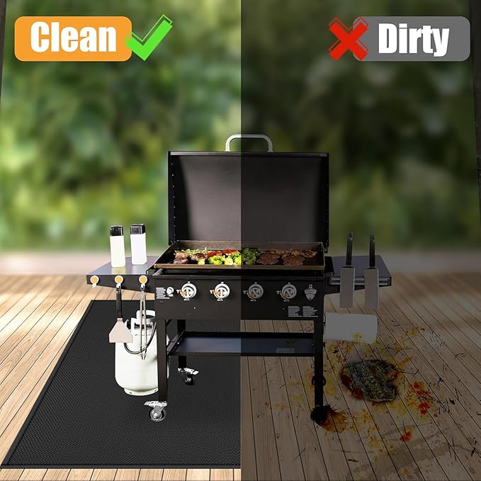 76 ×48 inches Under Grill Mat for Outdoor Grill/ Fireproof Grill Pad for Fire Pit, Double-Sided Indoor Fireplace Mat Fire Pit Mat, Oil-Proof Waterproof BBQ Mat Pads Protector for Deck Patio Gas Grills