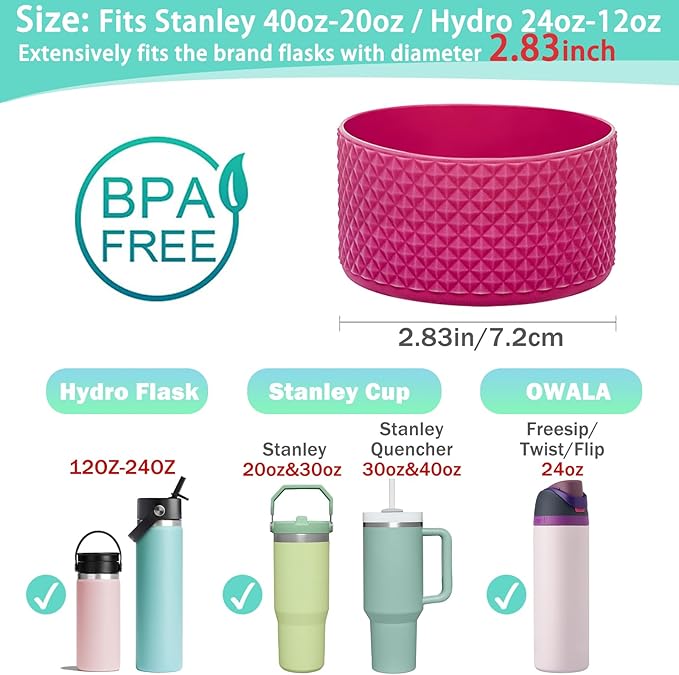 WK IEASON Protective Silicone Base Boot for Hydro Flask Mouth, Anti-Slip Silicone Sleeve Cover Bumper for Hydro Water Bottle Accessories -2.83inch Bottom Diameter