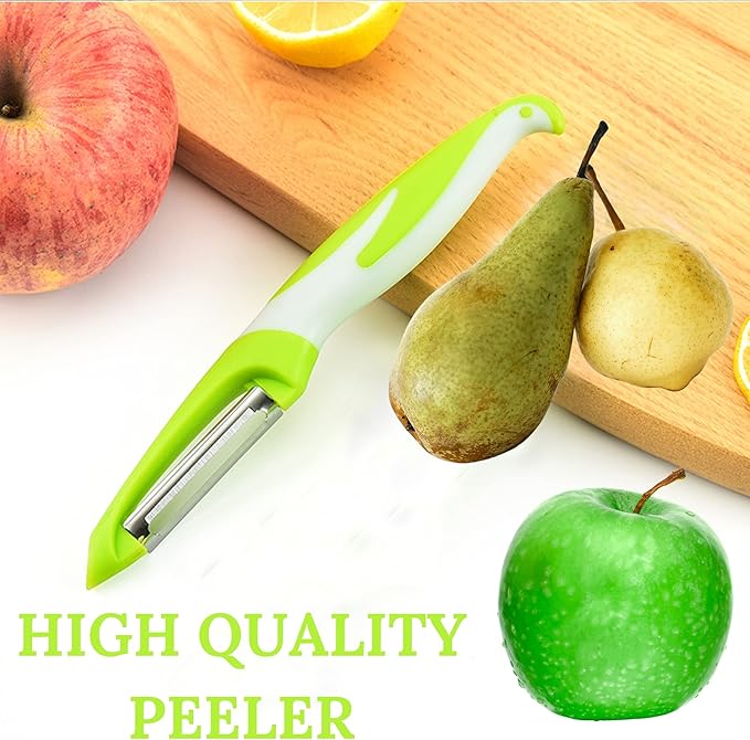 5-Blade Herb Scissors with Kitchen Shears & Peeler, Stainless Steel Multi-Use Tool for Herbs, Meat, Vegetables, Dishwasher Safe, Soft-Grip Handle