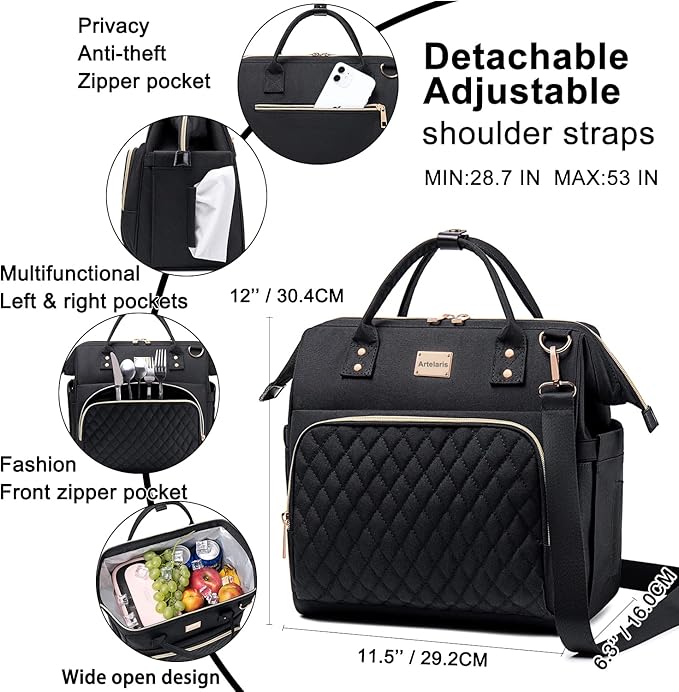 Artelaris Insulated Lunch Bag for Women Men, Large Reusable Lunch Box, Adult Leakproof Cooler Tote Bags Adjustable Strap for Work Picnic（16 Liters）