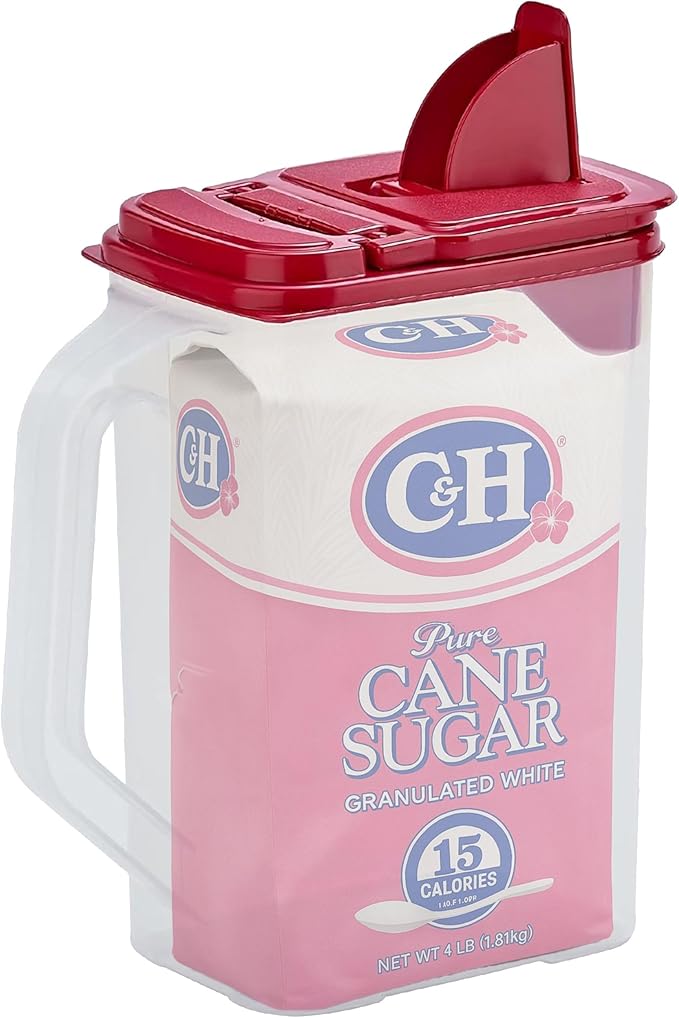 Buddeez Flour and Sugar Container - 4 Quart All Purpose Kitchen Organization and Storage Unit, Dry Storage Container For Kitchen, Large Food Storage Container for Organizing Your Pantry (Red Lid)