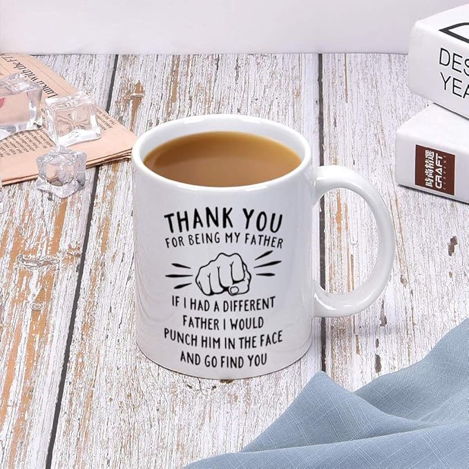 DQG CVT Best Dad Mug - Thank You for Being My Father Funny Coffee Mug - Fathers Day For Dad Husband - Unique Birthday Christmas Ideas For Him From Daughter, Son, Wife - Novelty Cup 11oz