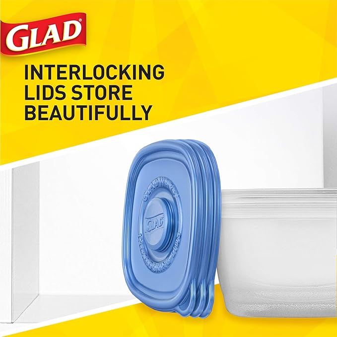 GladWare To Go Snack Food Storage Containers, Medium Rectangle Holds 24 Ounces of Food, 4 Count Set | Tupperware, Plastic Food Container, Meal Prep Container, Plastic Containers with Lids