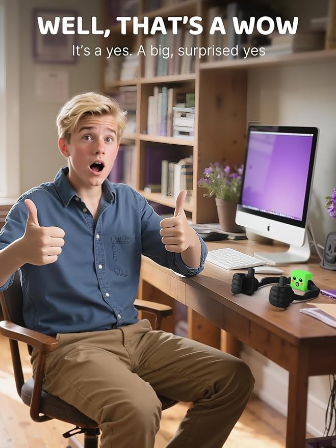 Stocking Stuffers for Teens Boys Girls Men Adults Gifts: Thumbs Up Lazy Phone Stand with Mood Cube Cell Phone Holder for Desk Gifts for Kids Women Teenage Husband Cool Funny Gadgets Christmas Ideas