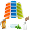 Lily's Home Silicone Narrow Ice Stick Cube Trays with Easy Push and Pop Out Material, Ideal for Sports and Water Bottles, Assorted Bright Colors (11.81" x 4.61" x 0.75", Set of 3)