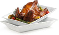 YHOSSEUN Turkey Platters for entertaining Serving Bowls Set of 2, Ceramic Serving Dishes for Thanksgiving, White Serving Platter for Turkey, Rectangular Baking Dishes and Roasting Pan