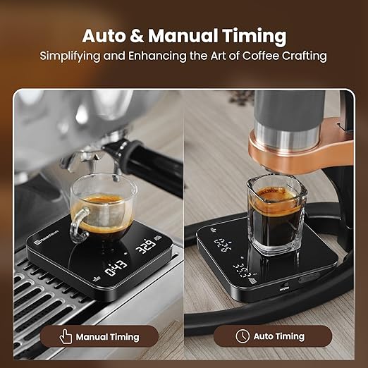 Maestri House Mini Coffee Scale with Timer, USB-C Rechargeable Espresso Scale, 2kg/0.1g Accurate Scale for Espresso and Pour-Over Coffee, Portable Digital Kitchen Scale with Auto Timer (Black)