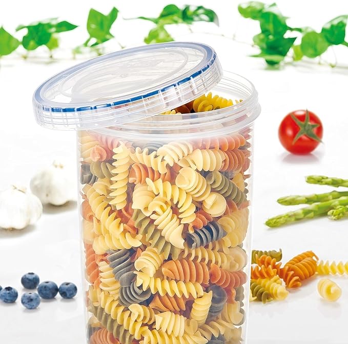 LocknLock Easy Essentials Twist Food Storage lids/Airtight containers, BPA Free, Tall-44 oz-for Pasta, Clear (Pack of 2)
