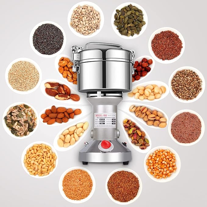LEJIEYIN Electric herb Grinder 550g High Speed Electric Stainless Steel Spice Flour Mill Herb Grinder Powder Machine for Dry Food Grin