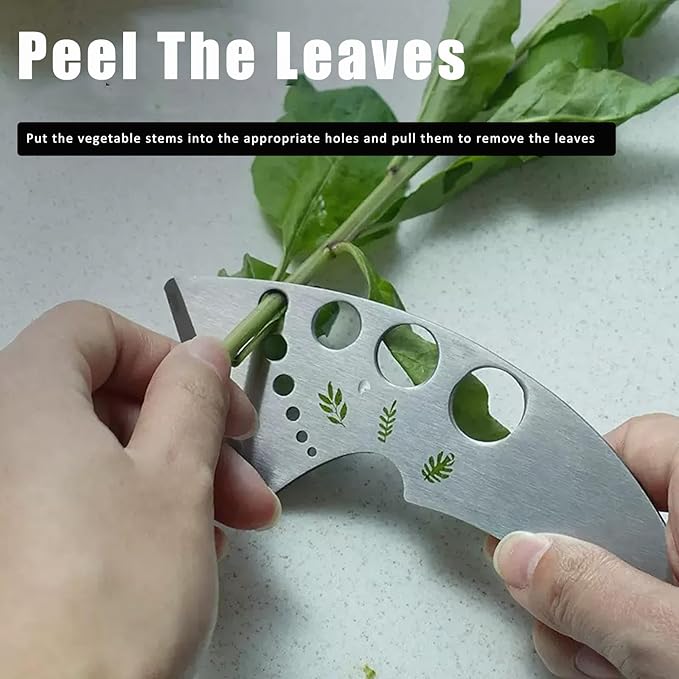 Herb Stripper 9 Holes, Stainless Steel Kitchen Herb Stripping Tool Loose Leaf Kale Razor Metal Leaf Pealer for Kale, Chard, Collard Greens, Thyme, Rosemary, Basil (1Pcs)