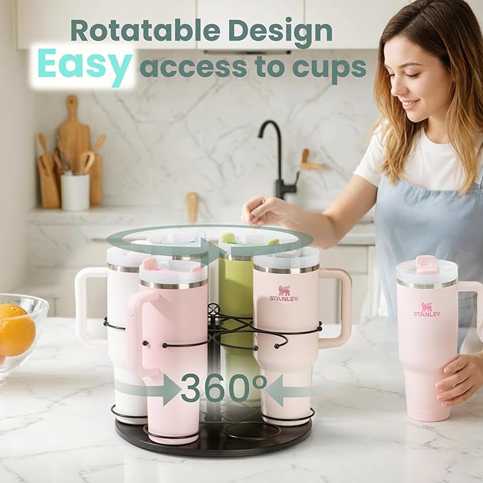 Upgraded Water Bottle Organizer for Stanley 40 oz/30 oz/20 oz,Rotating Stanley Cup Organizer Holder,Tumbler Holder Organizer, Easy to Install Kitchen Organizers and Storage for Stanley Cup Accessories