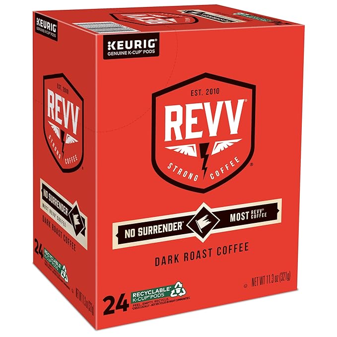 REVV No Surrender Keurig Single-Serve K-Cup Pods, Dark Roast Coffee, 96 Count