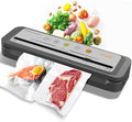 MegaWise Vacuum Sealer Machine – 2023 New Version, 80kPa Suction Power, One-Touch Automatic Operation, Compact Design with Built-in Cutter, Includes Vacuum Bags, Ideal for Food Storage (Silver)