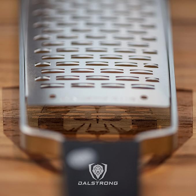 Dalstrong Professional Wide Cheese Grater - Ribbon - #304 Stainless Steel Blade - G10 Handle Kitchen Shredder - w/Blade Cover - Medium/Soft Cheese, Chocolate, Citrus, Root Vegetables - NSF Certified