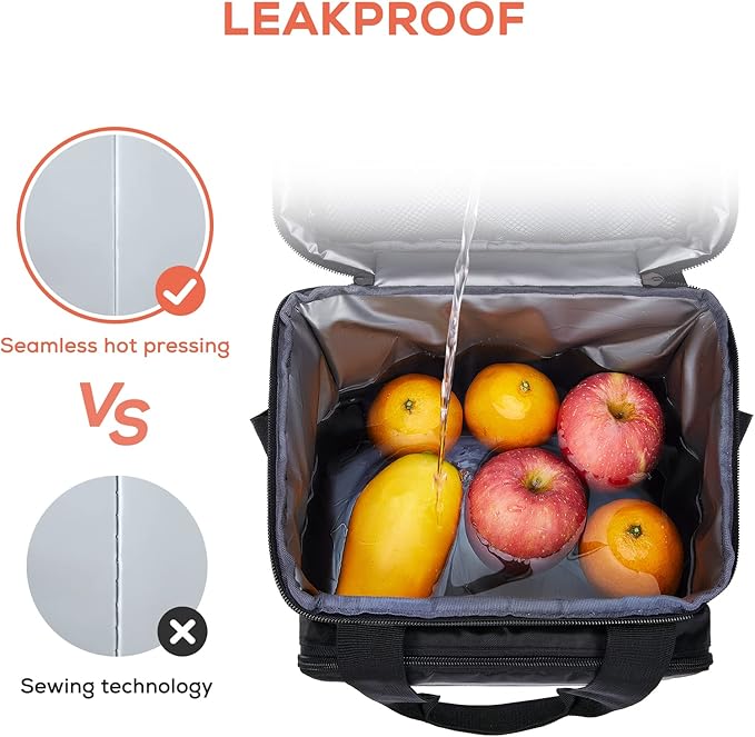 TOURIT Large Lunch Bag 14L Insulated Lunch Box Lunch Cooler for Men Women Work, Black