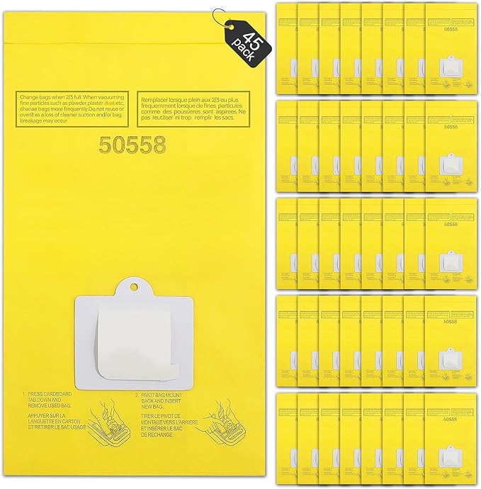 45 Pack Replacement Vacuum Bags - Compatible with Kenmore Canister Type C/Q 5055, 50555, 50557, 50558, and Panasonic Type C-5 C-18 - Premium Canister Vacuum Bags (45PCS)