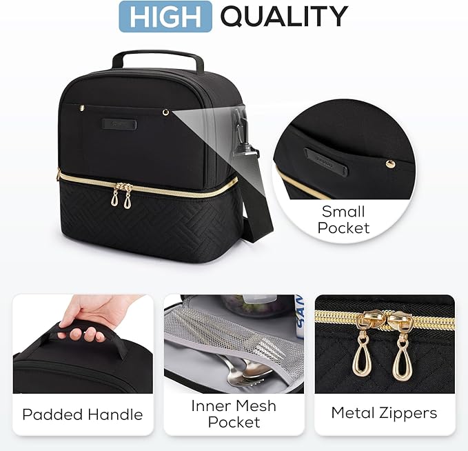 TOURIT Lunch Bag Women Double Deck Lunch Box Insulated Lunch Cooler for Women Men Work, Camel