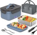 Electric Lunch Box Food Heater 100W, 4 in 1 Ultra Quick Heated Lunch Boxes for Adults 12V/24V/110V/220V Portable Food Warmer for Car/Truck/Office With Fork Spoon and Insulated Carry Bag