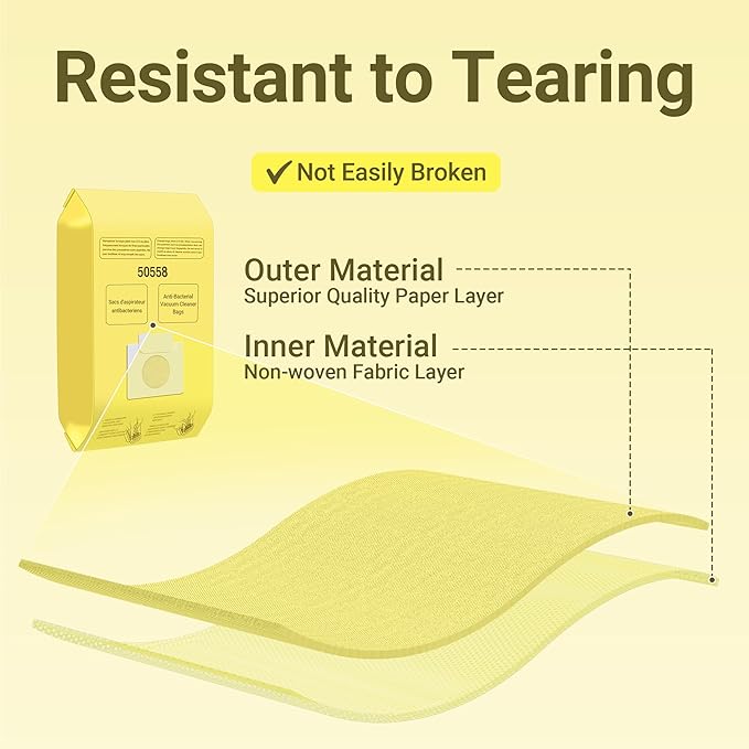 50558 Canister Vacuum Bags Replacement for Kenmore Canister Type C/Q 5055, 50555, 50557, 50558 and Pana·sonic Type C-5, C-18, 200 Series, 400 Series, 600 Series, 800 Seires Vacuum - 12 Pack