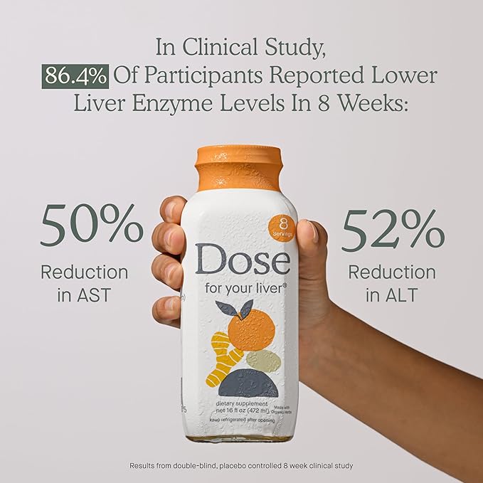 DOSE for Your Liver Cleanse Detox & Repair, Made with Organic Milk Thistle Supplement with Turmeric, Dandelion, Ginger, and Orange, Supports Healthy Liver Function,16oz Bottle, 6 Pack (6 Week Supply)