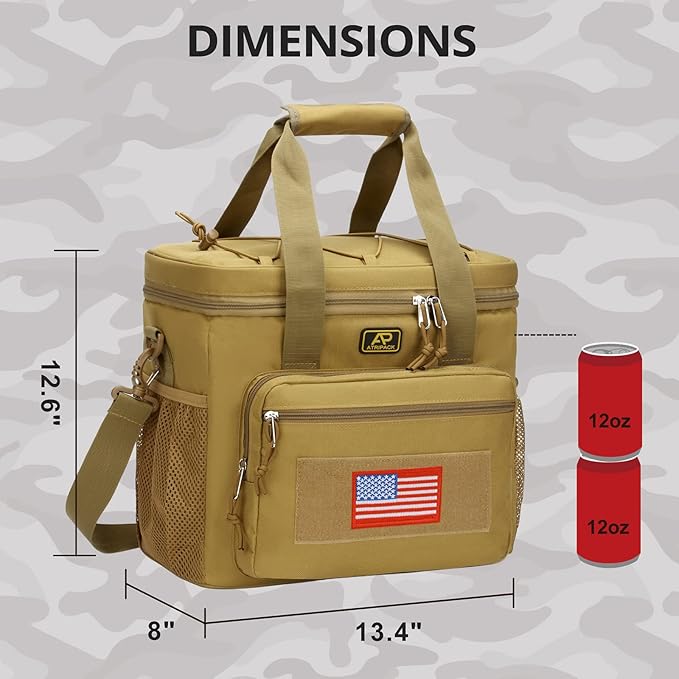 ATRIPACK Lunch Box for Men, Tactical Lunch Bag MOLLE Webbing Leakproof Insulated Large Lunch Cooler Women Adult Meal with Adjustable Shoulder Strap Durable Lunch Pail (Brown)
