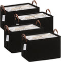 Hinwo 31L Large Storage Bins, 4-Pack Closet Organizers and Storage, Foldable Clothes Storage Baskets with Handles, Containers for Clothing, Blanket, Towels, Toys, Bedding (Black)