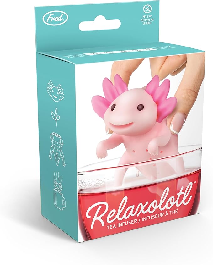 Genuine Fred RELAXOLOTL Tea Infuser, Cute Axolotl Design, For Loose Leaf Tea, Flexible, Easy to Clean Silicone, Fun Gift for Tea Lovers, Clever Kitchen Gadget