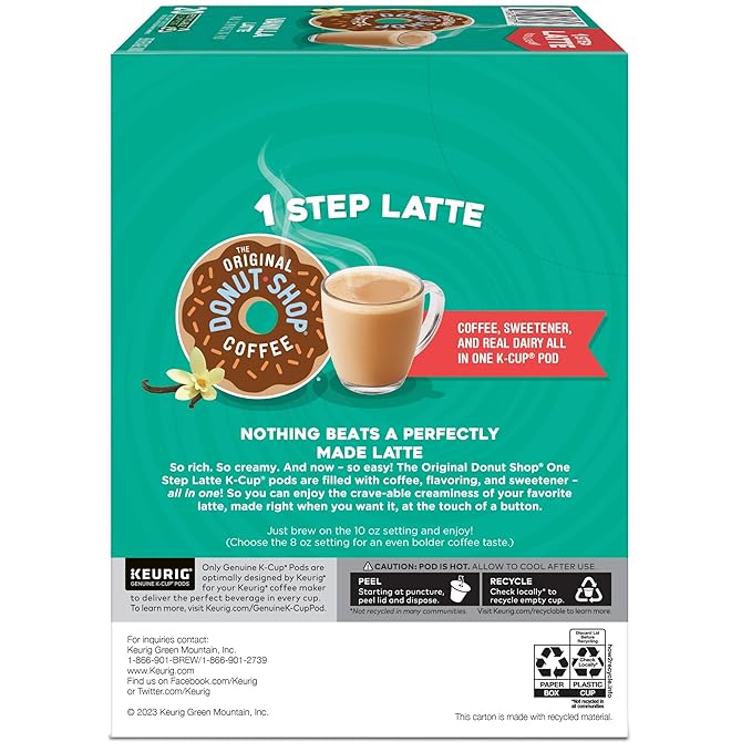 The Original Donut Shop Vanilla Latte, Single-Serve Keurig K-Cup Pods, Flavored Coffee, 20 Count