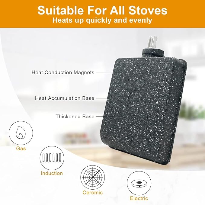Nonstick Tamagoyaki Pan, Japanese Egg Omelette Pan Nonstick, Square Frying Pan with Detachable Handle, PFAS & PFOA-Free, Oven Safe