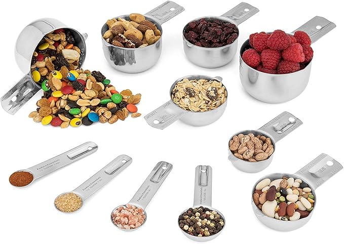 Hudson Essentials Stainless Steel Measuring Cups and Spoons Set - Stackable Set with Spout (11 Piece Set)