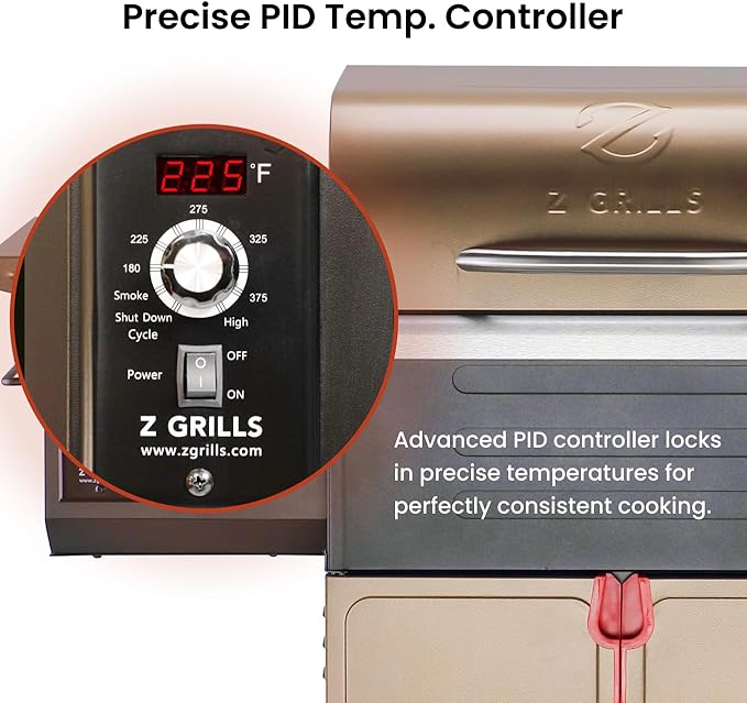 Z GRILLS 600D Wood Pellet Grill – 8-in-1 BBQ Smoker with PID 2.1 Controller, 572 sq in Cooking Area for Outdoor Grilling and Smoking, Huge Storage Cabinet Side Shelf with Tool Hooks