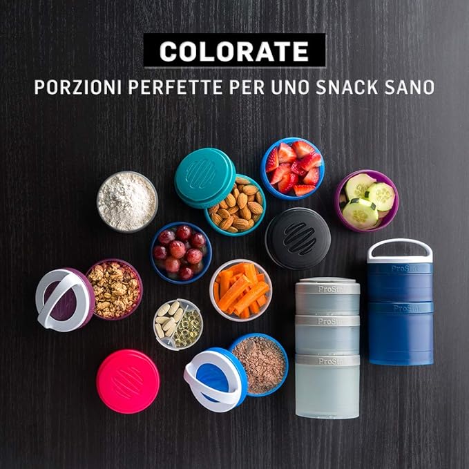BlenderBottle ProStak Twist n' Lock Storage Jars Expansion 2-Pak with Pill Tray, All Black