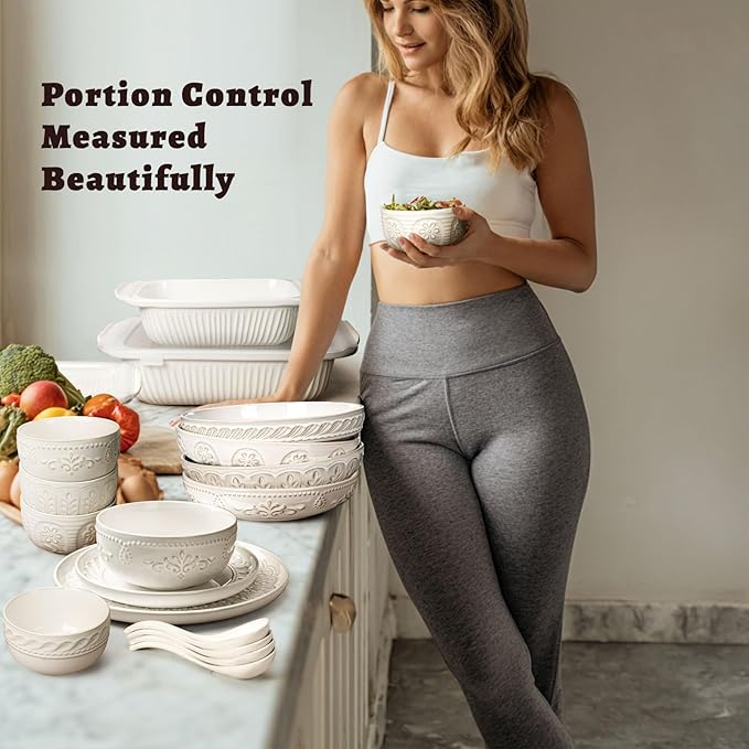 Artena Small Bowls Set of 4, 12 oz Ceramic Embossment Dessert Bowls, white Bowl for Kitchen, Ice Cream, Side Dishes, Rice, Cereal, Fruit, 4.5 Inch, Microwave & Dishwasher Safe, Damask Floral